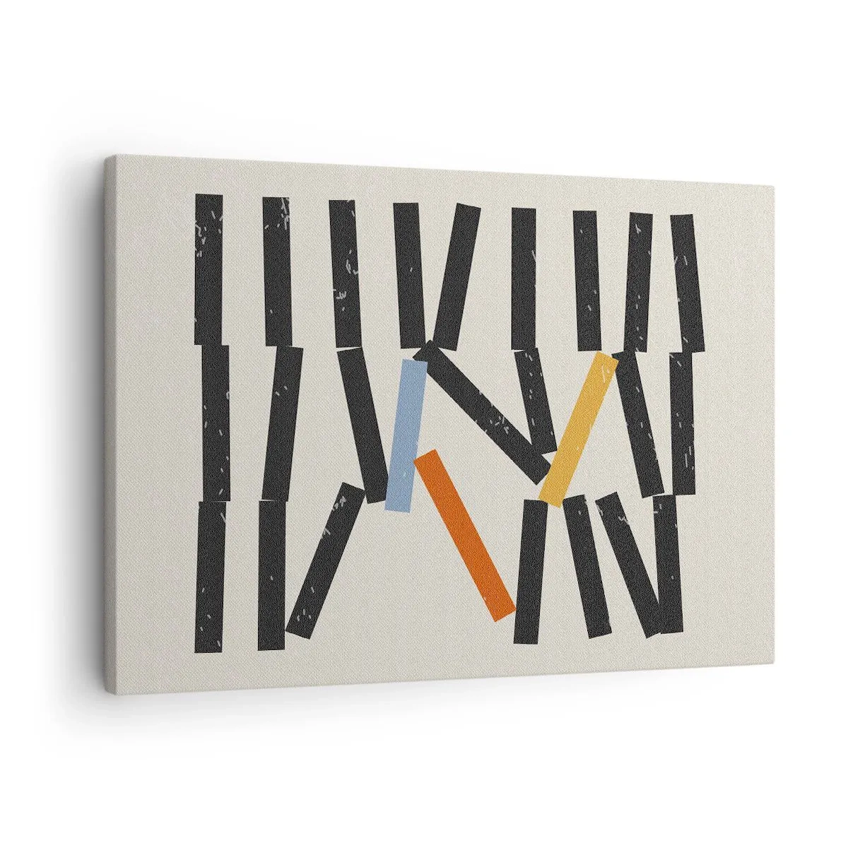 Bild auf Leinwand - Leinwandbild - Abstrakte Komposition mit farbigen und schwarzen Rechtecken - 70x50cm - Domino – Komposition - Moderne Wanddekoration für Wohnzimmer und Schlafzimmer ARTTOR