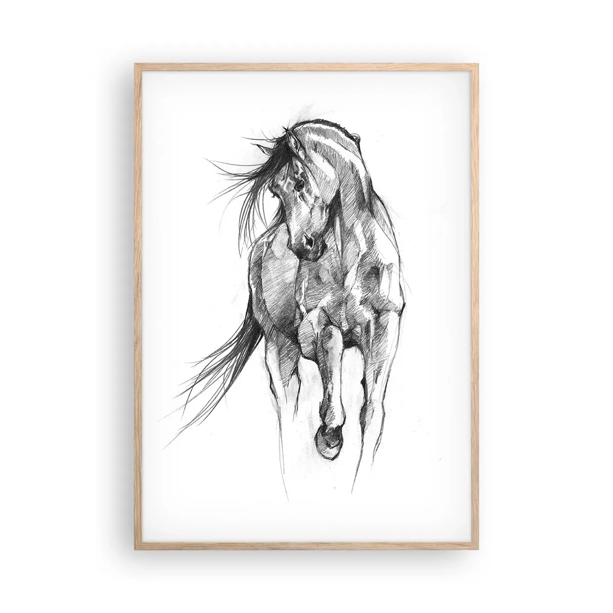 Poster in einem Rahmen aus heller Eiche - Im anmutigen Trab - 70x100 cm