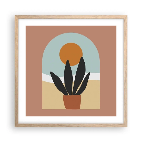 Poster in einem Rahmen aus heller Eiche - Kleine Freuden - 50x50 cm