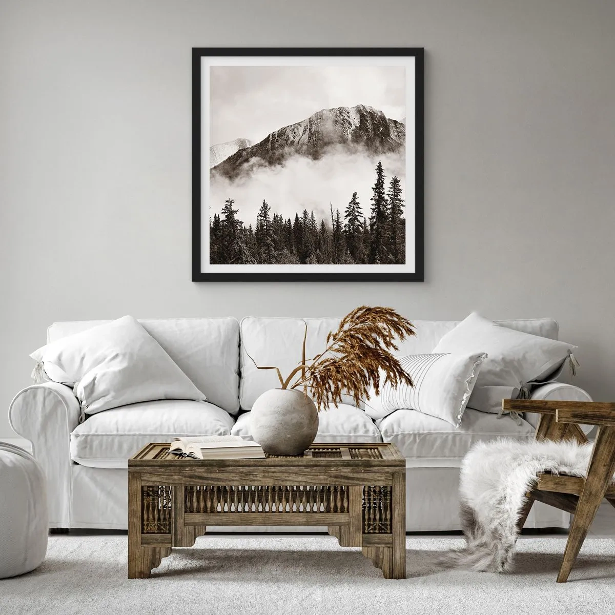 Poster in einem schwarzem Rahmen - Lineal aus Granit - 50x50 cm