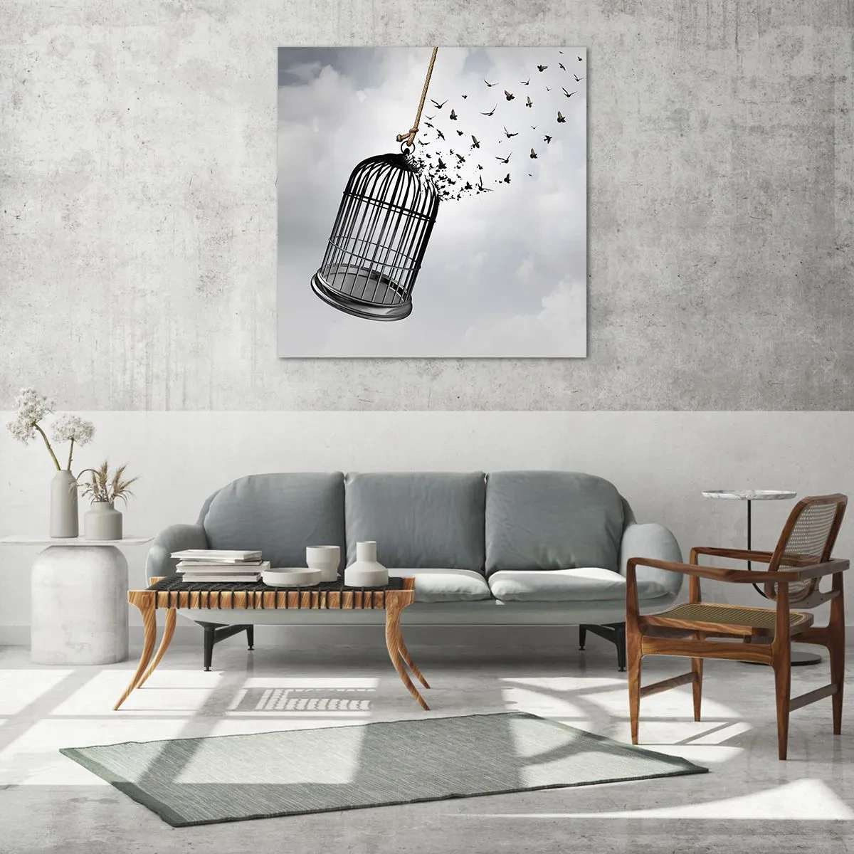 Glasbild - Bild auf glas - Glaube ... Hoffnung ... Freiheit! - 40x40 cm