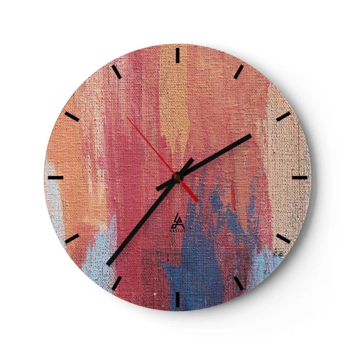Wanduhr - Glasuhr - Bunte Farbstriche auf der Textur der Leinwand - 30x30cm - Renne den Regenbogen hinunter - Moderne Wanddekoration für Wohnzimmer, Küche und Schlafzimmer ARTTOR