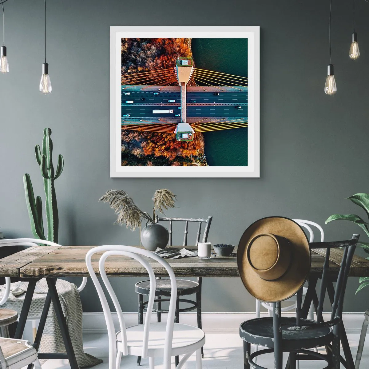 Poster in einem weißen Rahmen - Jenseits der Gewässer, jenseits der Wälder - 50x50 cm