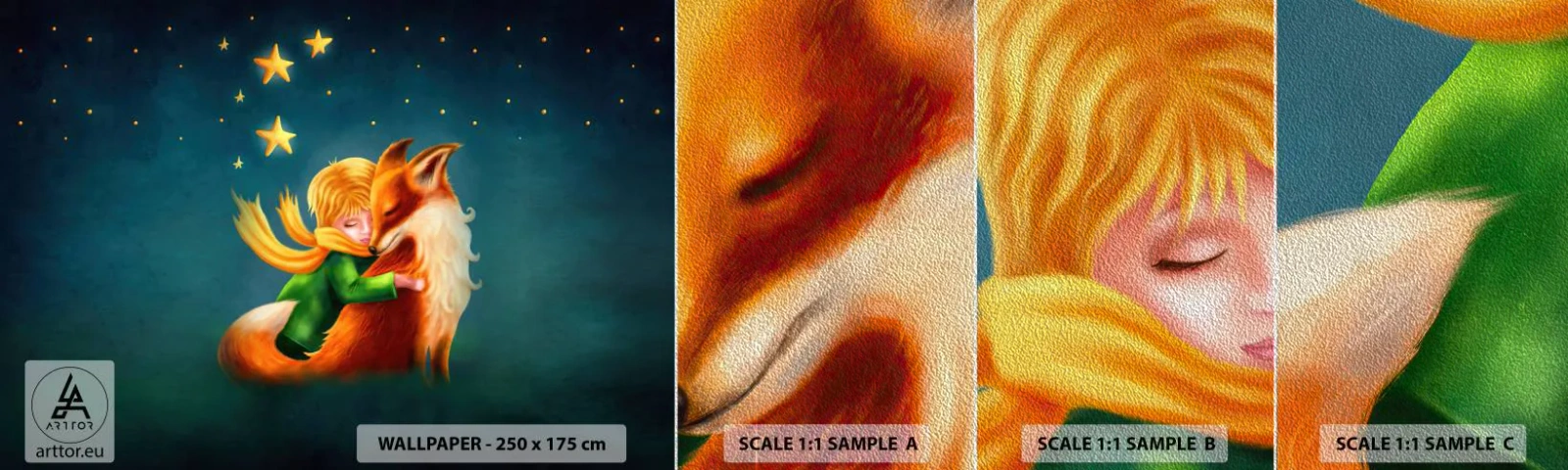 Fototapeten Muster Premium Sand - Kleiner Prinz - Für Kinder, Fuchs, Junge - 100x30 cm