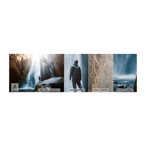 Fototapeten Muster Premium Sand - Wiederherstellung der Proportionen - Wasserfall, Felsen, Höhle - 100x30 cm