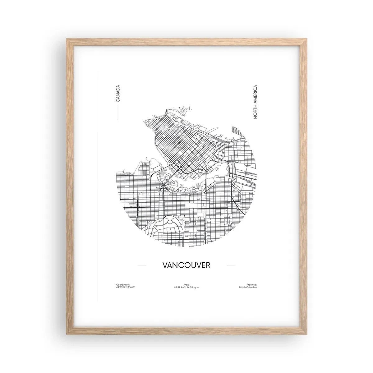 Poster in einem Rahmen aus heller Eiche - Anatomie von Vacouver - 40x50 cm