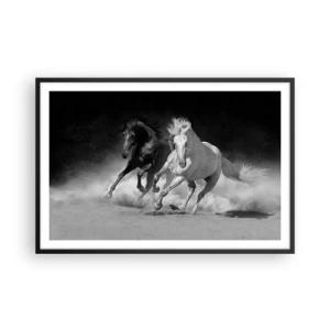 Poster in einem schwarzem Rahmen - Galopp der Freiheit - 91x61 cm