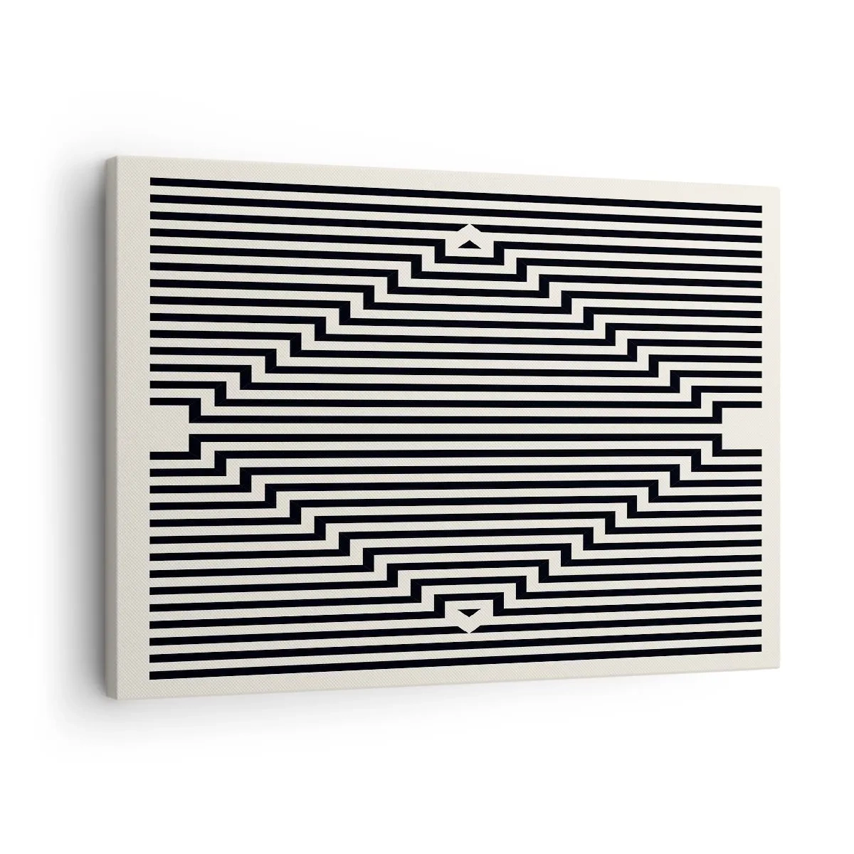 Bild auf Leinwand - Leinwandbild - Schwarze und weiße Linien erzeugen einen geometrischen Illusionseffekt - 70x50cm - Geometrische Illusion - Moderne Wanddekoration für Wohnzimmer und Schlafzimmer ARTTOR