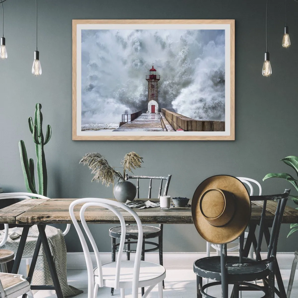 Poster in einem Rahmen aus heller Eiche - Das Rauschen des Wassers, der Lärm wird wehen - 100x70 cm