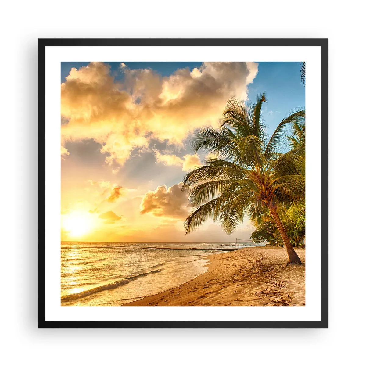 Poster in einem schwarzem Rahmen - Ewiger Sommer, immer Urlaub - 60x60 cm