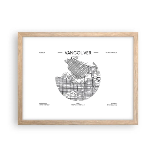 Poster in einem Rahmen aus heller Eiche - Anatomie von Vacouver - 40x30 cm