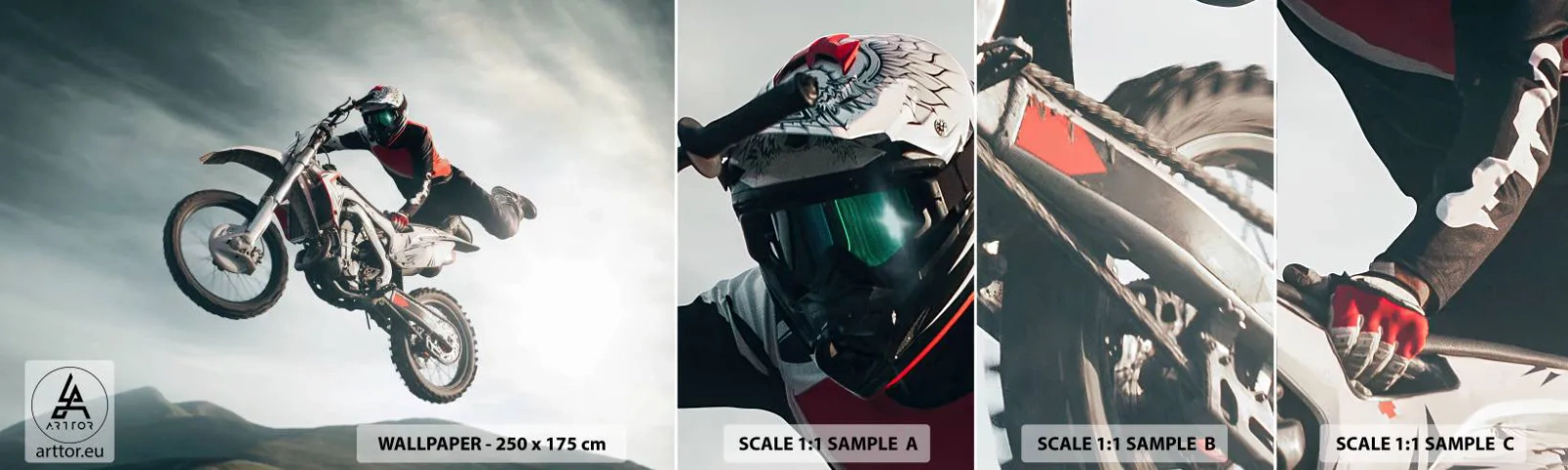 Fototapeten Muster Selbstklebend Deluxe Sticker - Kein Spaß ohne Risiko - Moto-Cross, Motorrad, Motorradfahrer - 100x30 cm