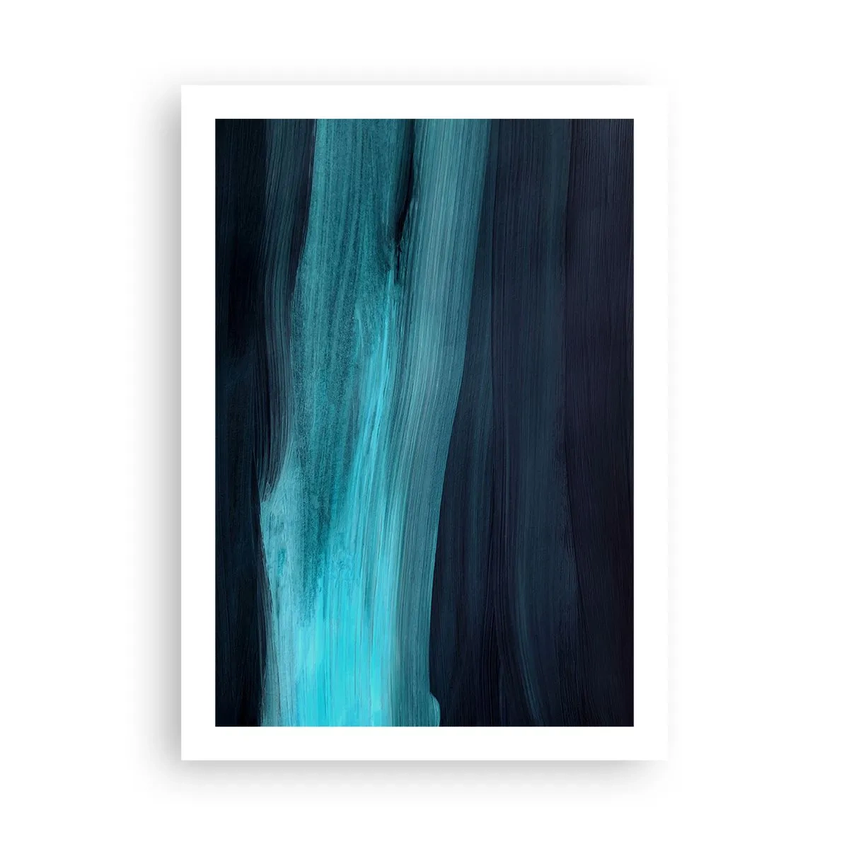 Poster - Eine abstrakte Komposition in Schwarz- und Türkistönen - 50x70cm - Gehen Sie mit dem Strom - Moderne Wanddekoration für Wohnzimmer und Schlafzimmer ARTTOR