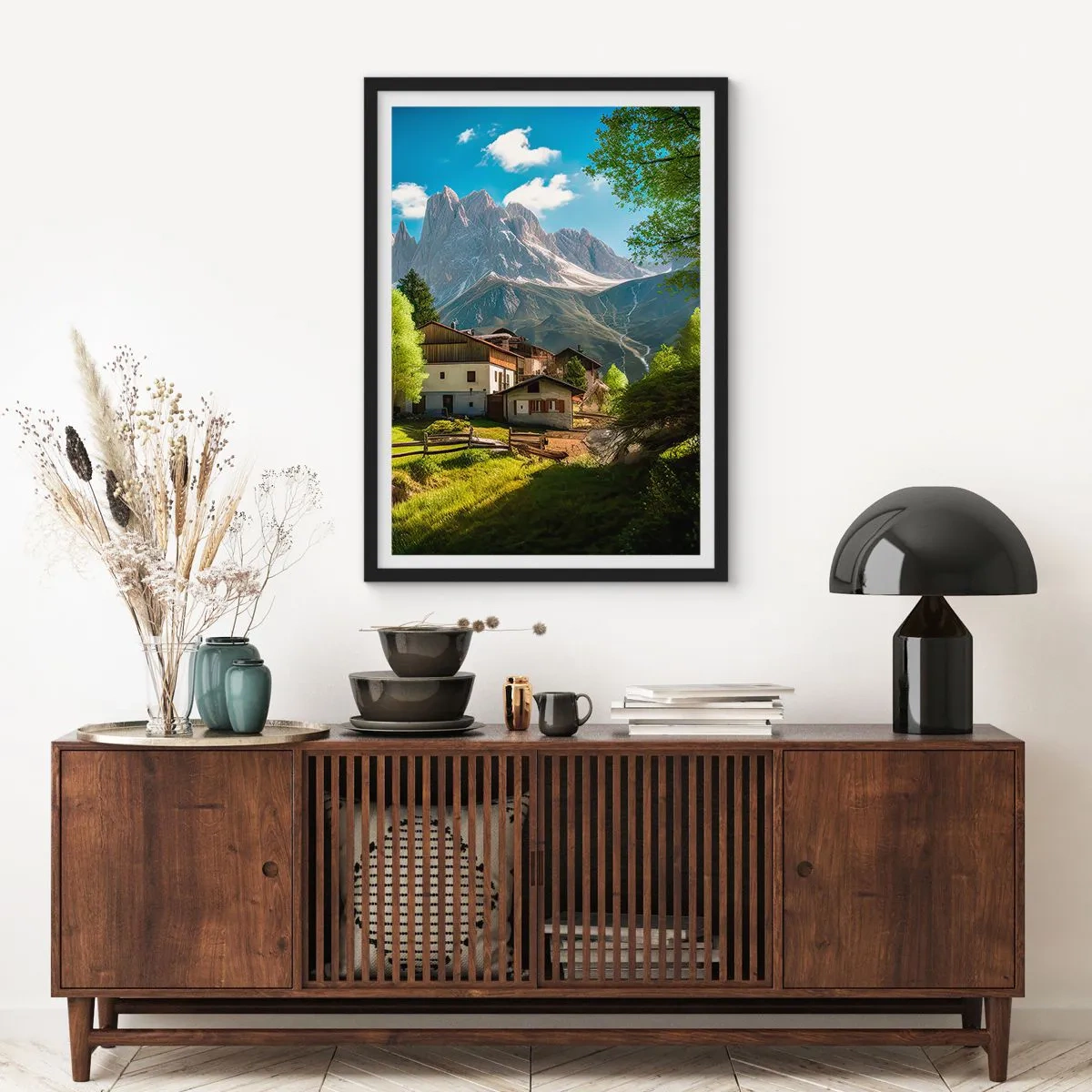 Poster in einem schwarzem Rahmen - Alpenidylle - 70x100 cm