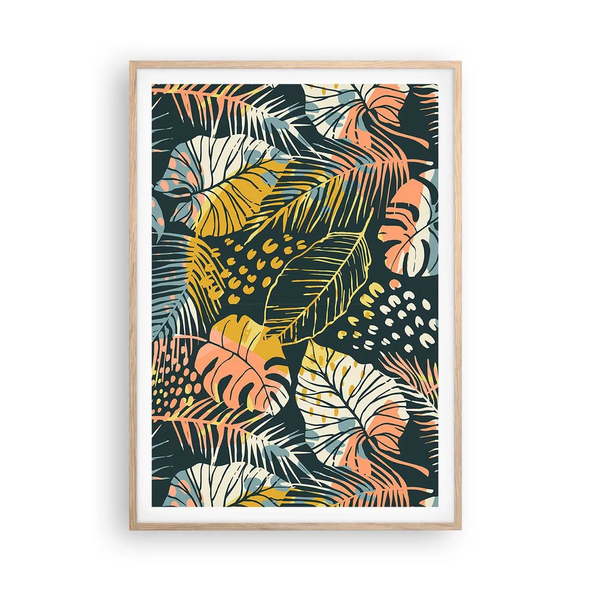 Poster in einem Rahmen aus heller Eiche - Grüne Fantasie - 70x100 cm
