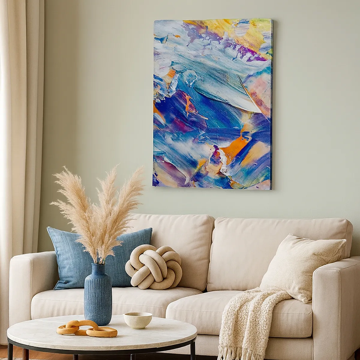 Bild auf Leinwand - Leinwandbild - Bunte Abstraktion mit Acrylfarbe Textur - 50x70cm - Farbverwirrung - Moderne Wanddekoration für Wohnzimmer und Schlafzimmer ARTTOR