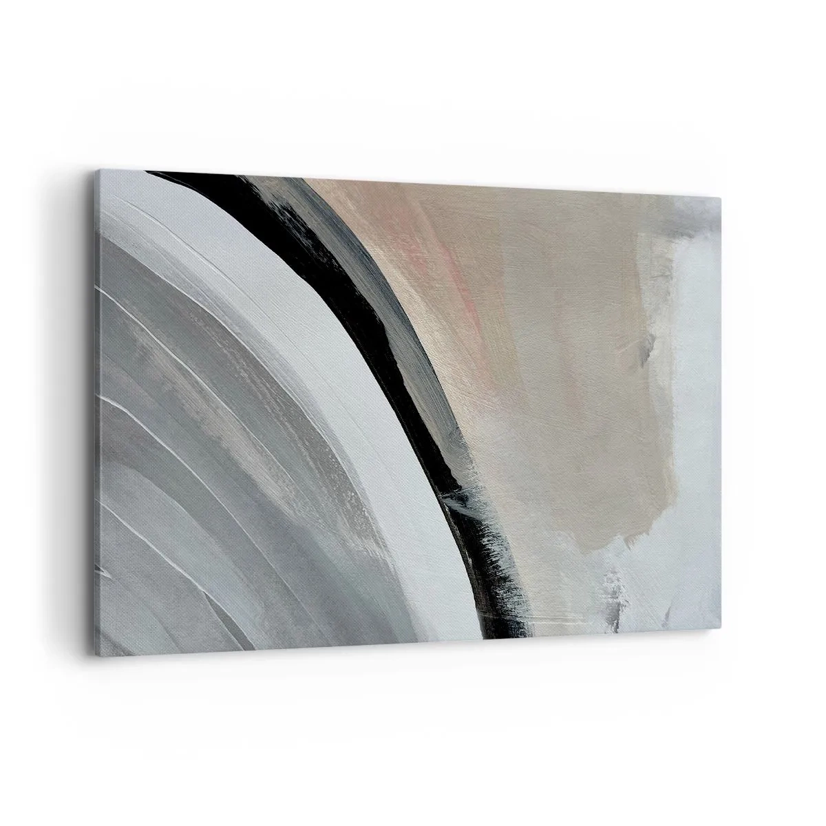 Bild auf Leinwand - Leinwandbild - Abstrakter Bogen in Schwarz-, Grau- und Beigetönen - 120x80cm - Komposition: Bogen aus Schwarz und Grau - Moderne Wanddekoration für Wohnzimmer und Schlafzimmer ARTTOR