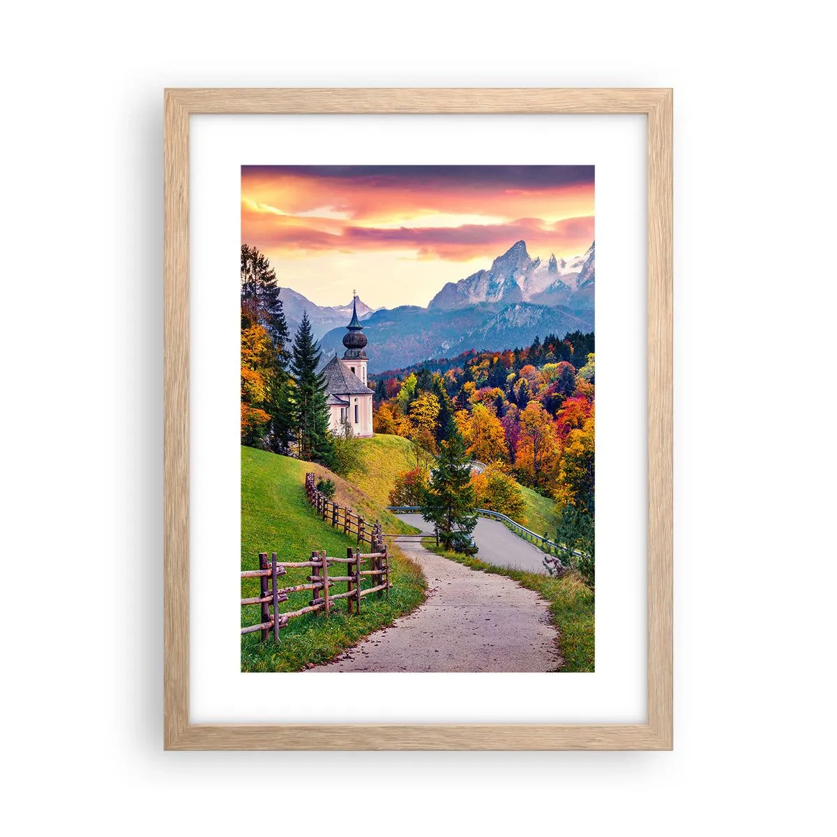 Poster in einem Rahmen aus heller Eiche - Landschaftsartige Malerei - 30x40 cm