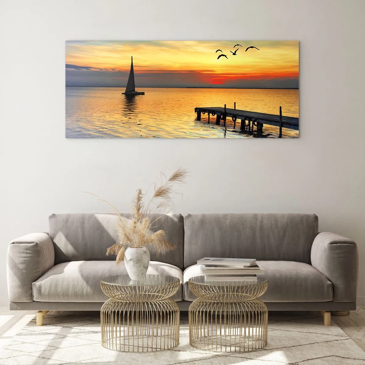 Glasbild - Bild auf glas - Abendrückkehr - 90x30 cm
