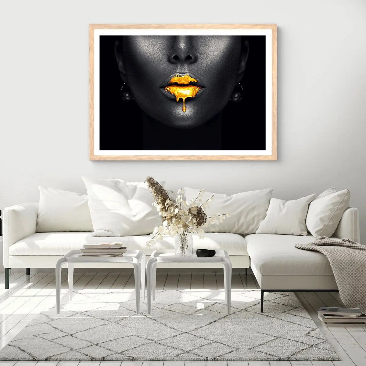 Poster in einem Rahmen aus heller Eiche - Goldmaul - 100x70 cm