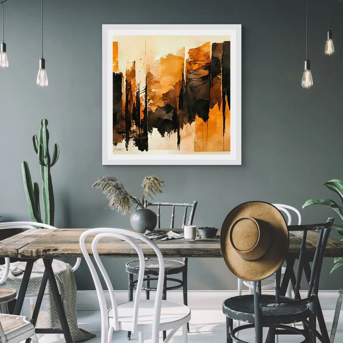 Poster in einem weißen Rahmen - Harmonie von Schwarz und Gold - 60x60 cm