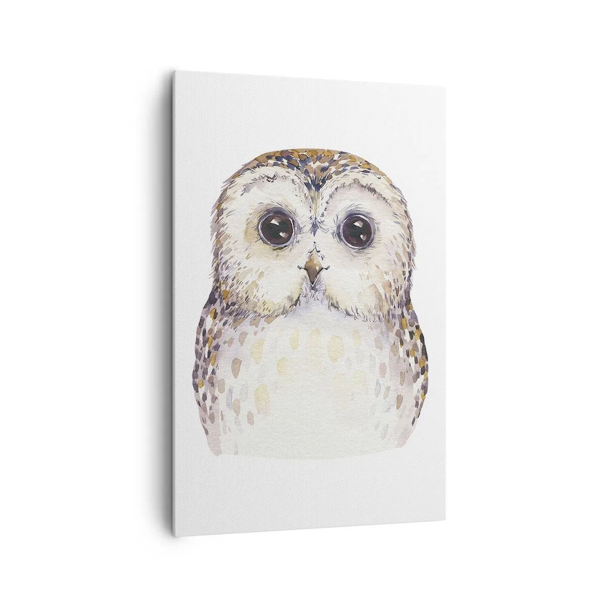 Bild auf Leinwand - Leinwandbild - Porträt einer Eule auf hellem Hintergrund mit zarten Farben - 80x120cm - Schau mir in die Augen - Moderne Wanddekoration für Wohnzimmer und Schlafzimmer ARTTOR