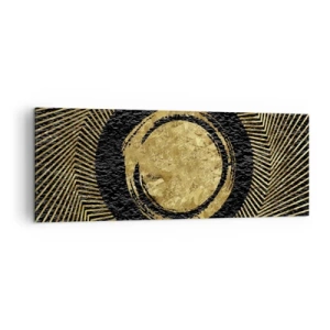 Bild auf Leinwand - Leinwandbild - Geometrische Komposition in Schwarz und Gold mit Strahlen - 140x50cm - Glamour-Komposition - Moderne Wanddekoration für Wohnzimmer und Schlafzimmer ARTTOR