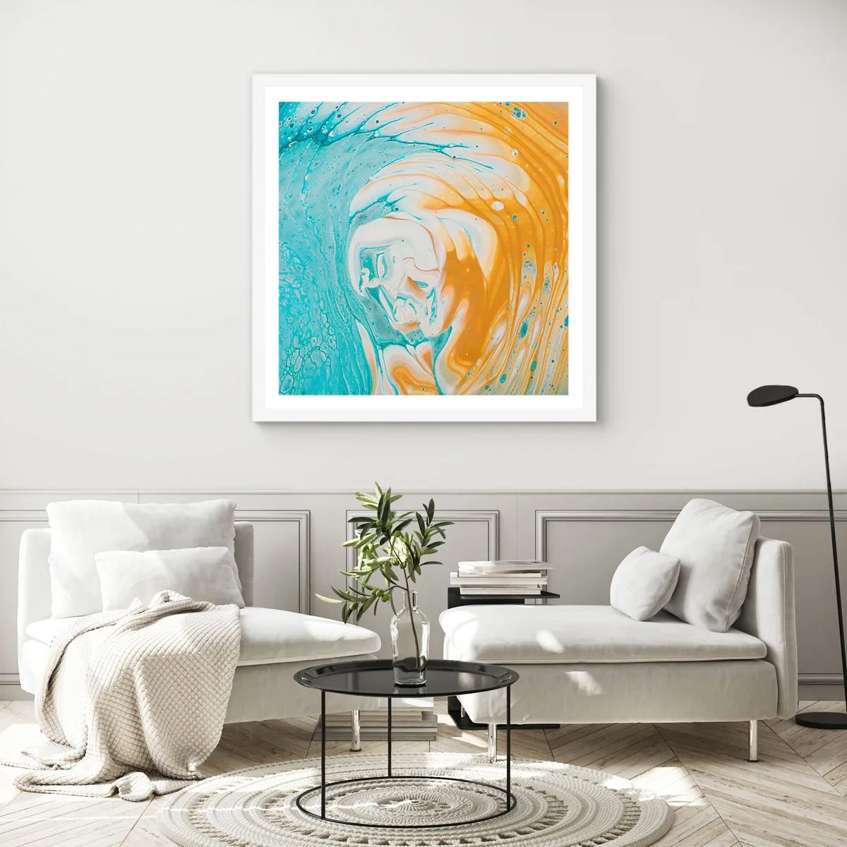 Poster in einem weißen Rahmen - Pastellwirbel - 60x60 cm