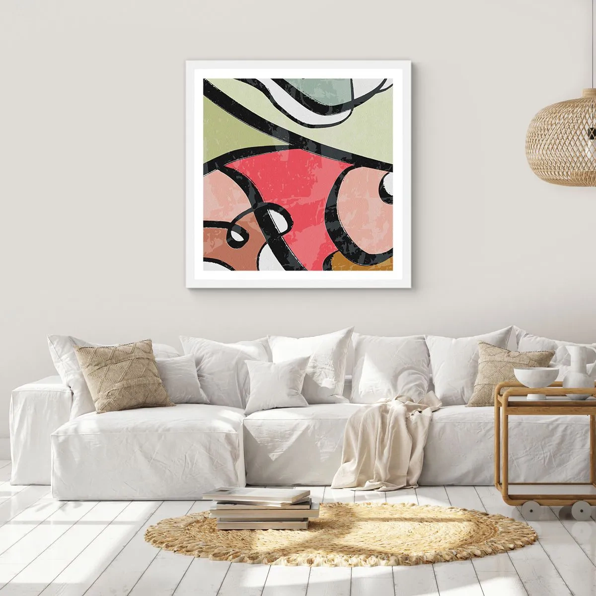 Poster in einem weißen Rahmen - Pirouetten unter Farben - 40x40 cm