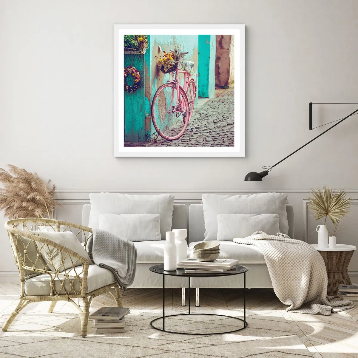 Poster in einem weißen Rahmen - Ich komme gleich wieder - 50x50 cm