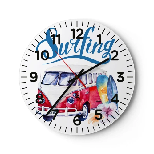 Wanduhr - Glasuhr - Gurke - ein Klassiker für einen Surfer - 30x30 cm