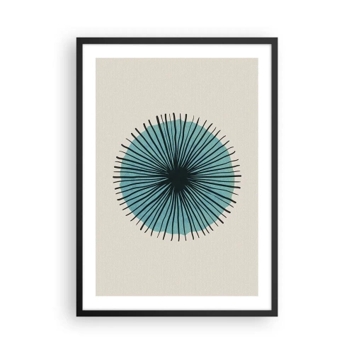 Poster in einem schwarzem Rahmen - Geometrisches Muster in Form eines radialen Kreises - 50x70cm - Strahlend im Blau - Moderne Wanddekoration für Wohnzimmer und Schlafzimmer ARTTOR