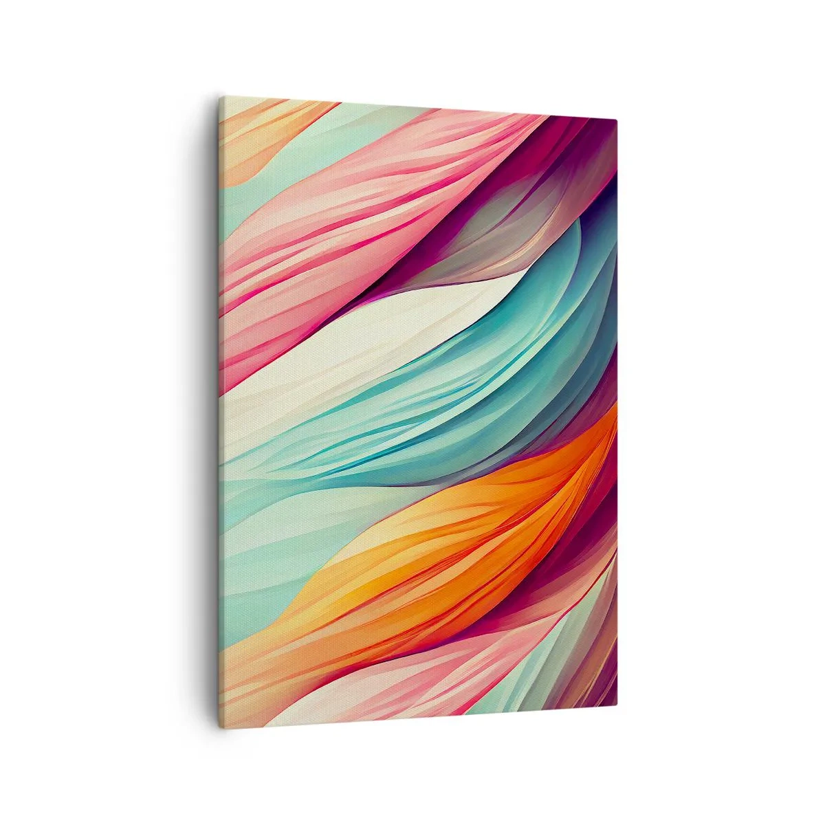 Bild auf Leinwand - Leinwandbild - Abstrakte Linien in Pastell- und leuchtenden Farben - 50x70cm - Regenbogengewebe - Moderne Wanddekoration für Wohnzimmer und Schlafzimmer ARTTOR