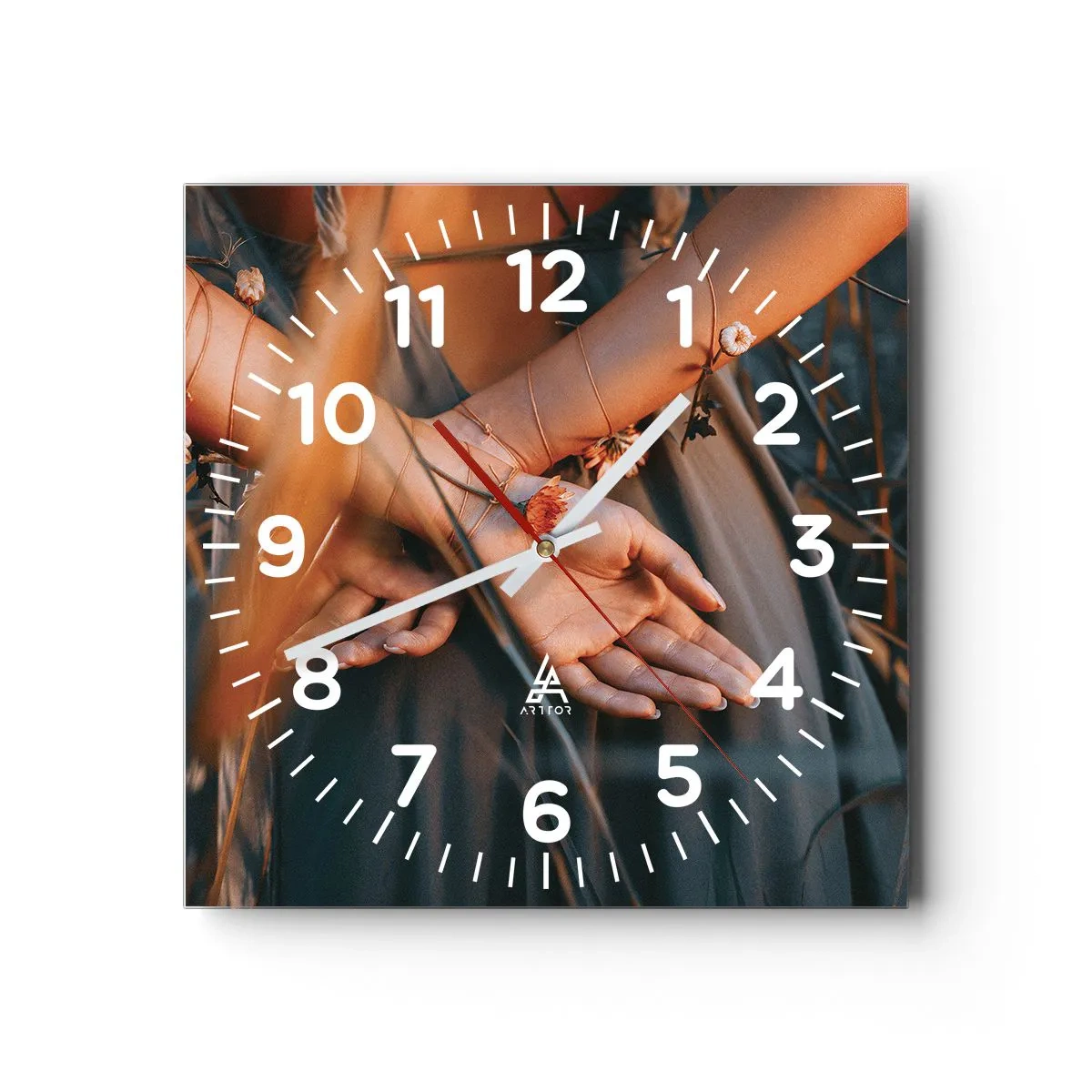 Wanduhr - Glasuhr - Verbunden mit der Natur - 40x40 cm
