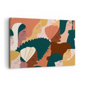Bild auf Leinwand - Leinwandbild - Farbenfrohe Frauenprofile in verschiedenen Stilen - 120x80cm - Nur Weiblichkeit - Moderne Wanddekoration für Wohnzimmer und Schlafzimmer ARTTOR