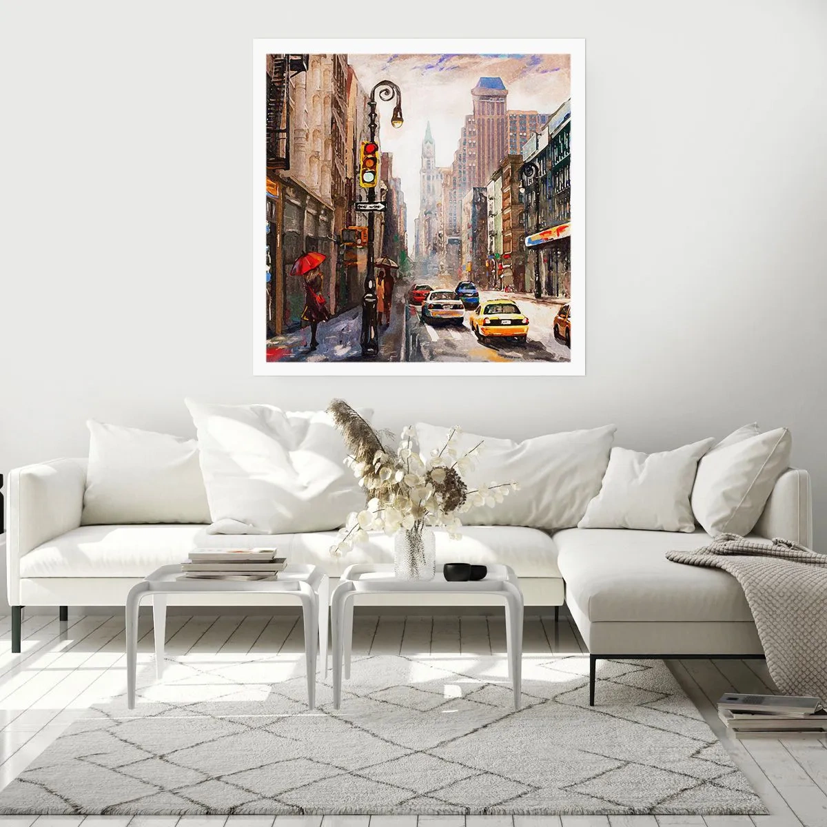 Poster - New York - auch im Regen bunt - 60x60 cm