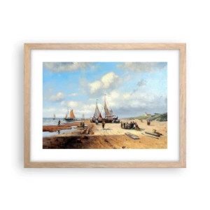 Poster in einem Rahmen aus heller Eiche - Nach einem erfolgreichen Fischfang - 40x30 cm