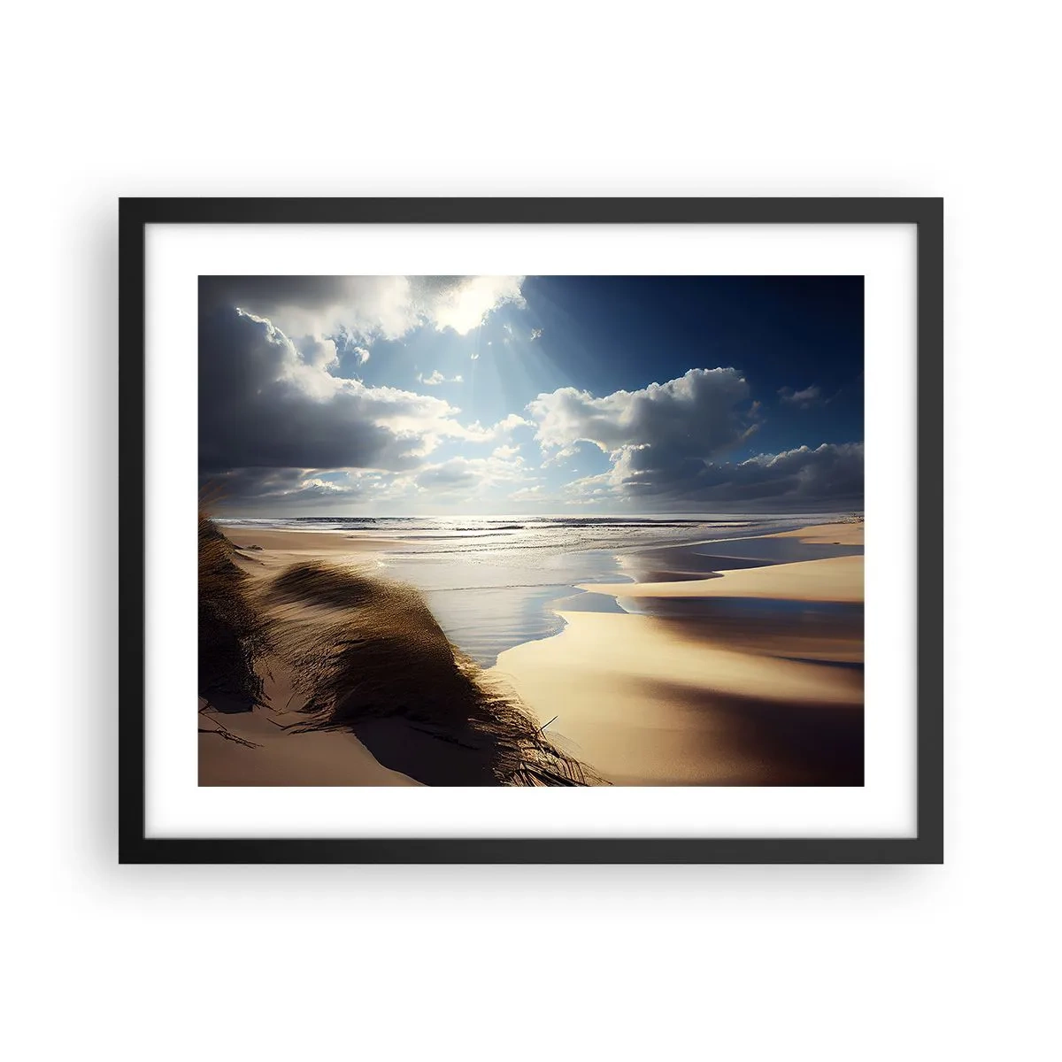 Poster in einem schwarzem Rahmen - Strand, wilder Strand - 50x40 cm