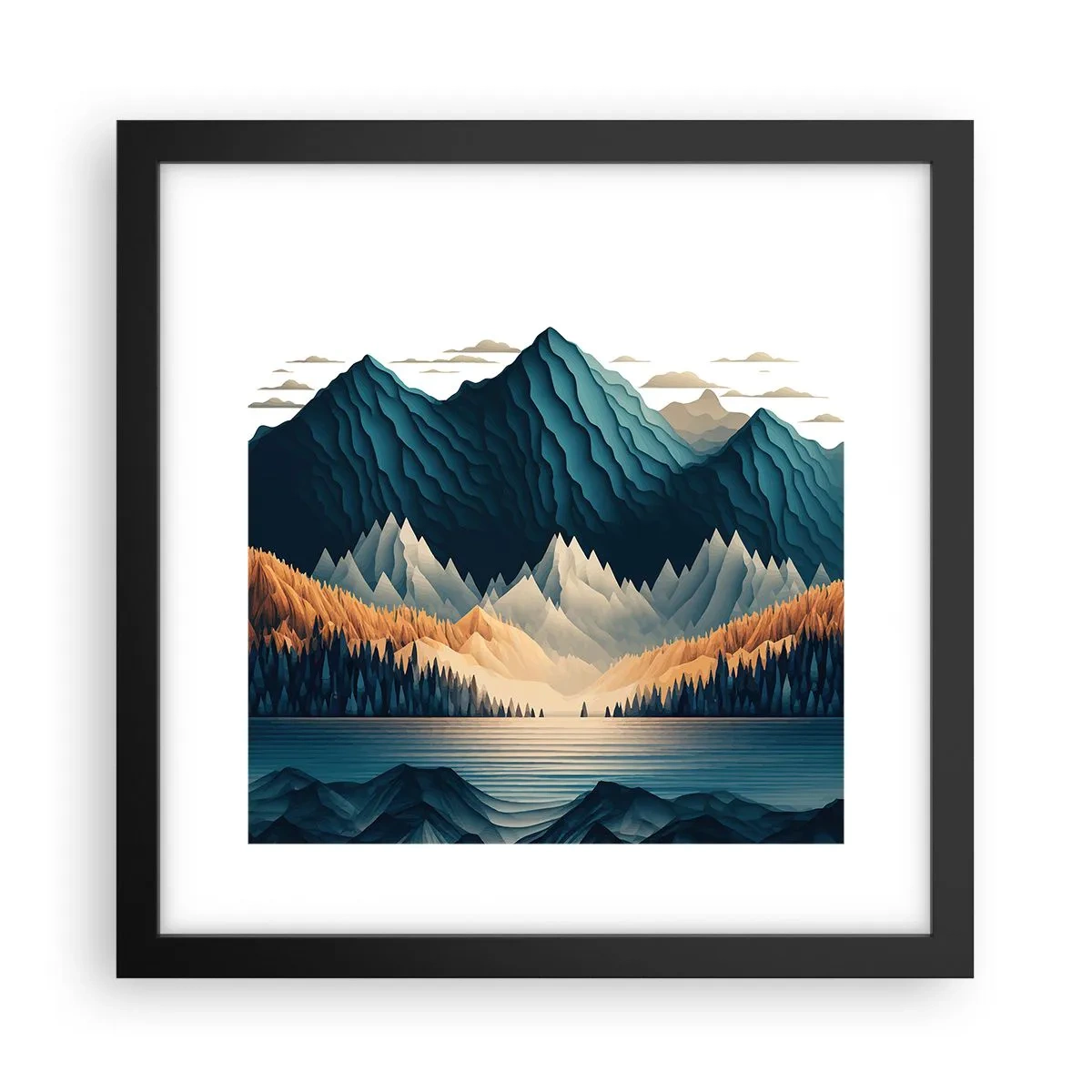 Poster in einem schwarzem Rahmen - Perfekte Berglandschaft - 30x30 cm