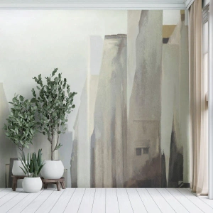 Fototapete Premium Canvas - Traum von der Stadt - Minimalistisch, Hell, Stadt - 500x350 cm