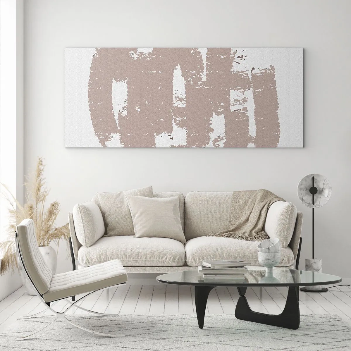 Glasbild - Bild auf glas - Abstraktion in zartem Rosa - 100x40 cm