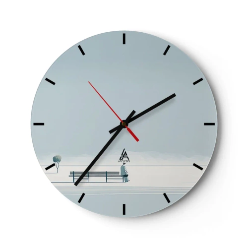 Wanduhr - Glasuhr - Ja, ich warte. - 40x40 cm