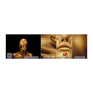 Fototapeten Muster Premium Sand - Wie goldene Seide - Frau, Das Gesicht einer Frau, Körper - 100x30 cm