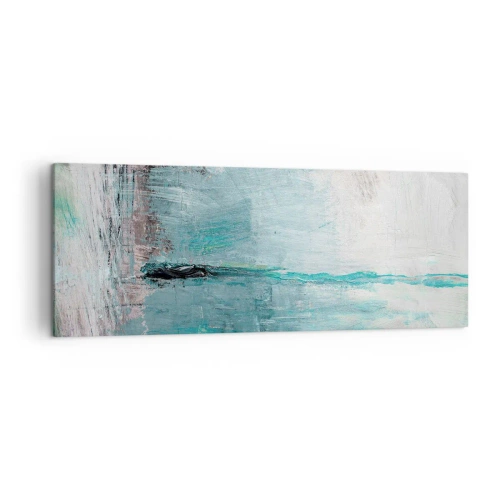 Bild auf Leinwand - Leinwandbild - Abstraktion in Türkis- und Grautönen - 140x50cm - Horizontal in Blau - Moderne Wanddekoration für Wohnzimmer und Schlafzimmer ARTTOR