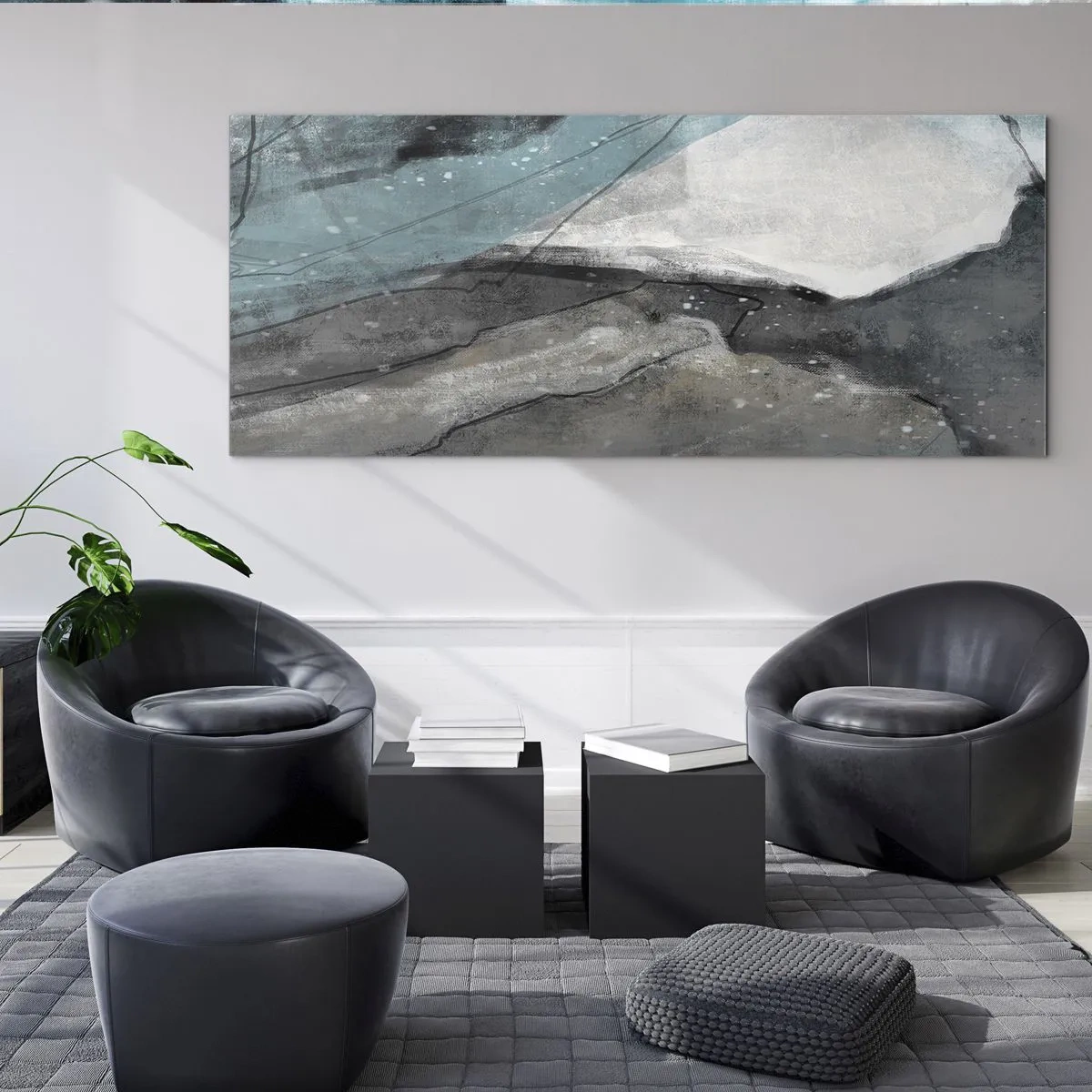 Glasbild - Bild auf glas - Abstraktion: Felsen und Eis - 90x30 cm