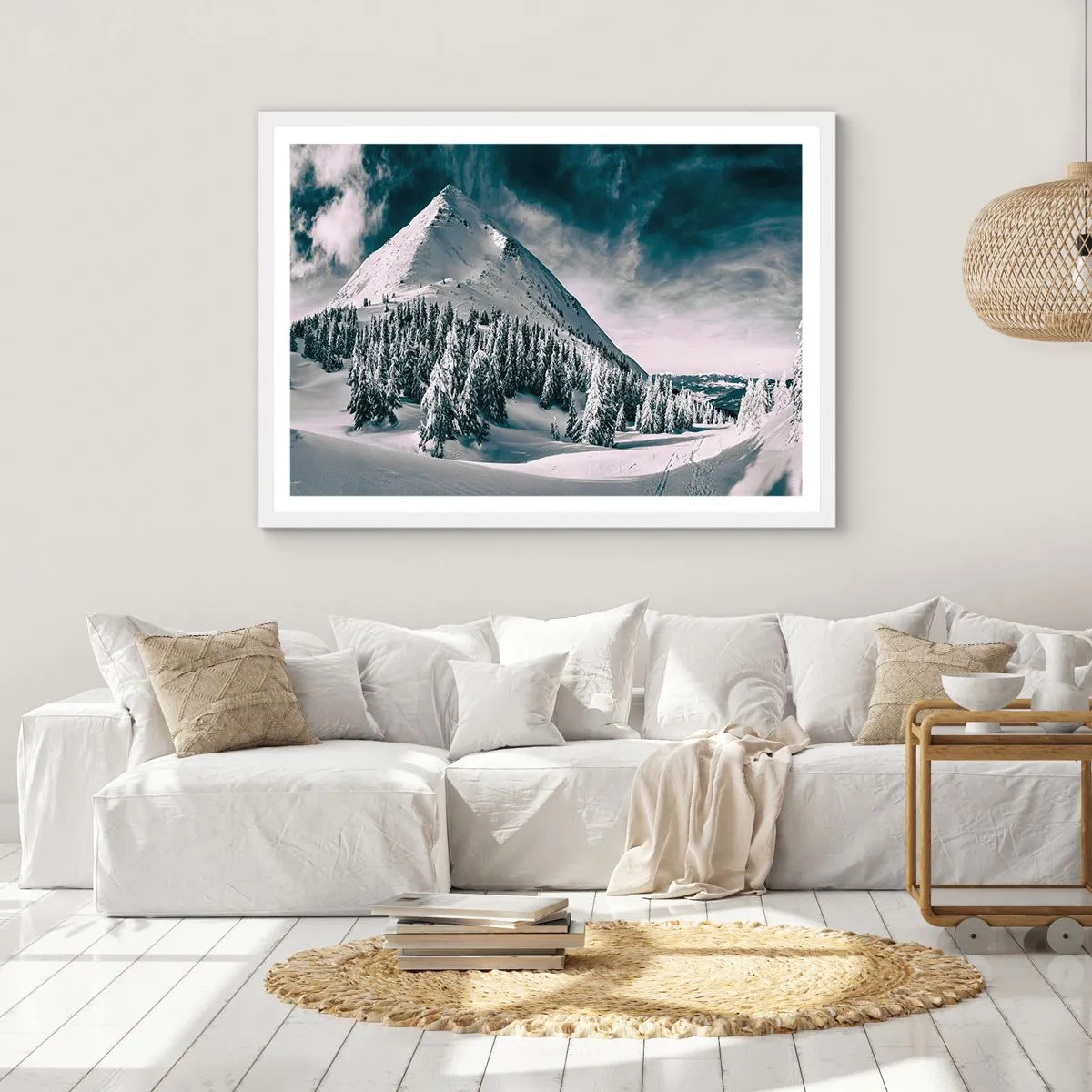 Poster in einem weißen Rahmen - Das Land aus Schnee und Eis - 100x70 cm