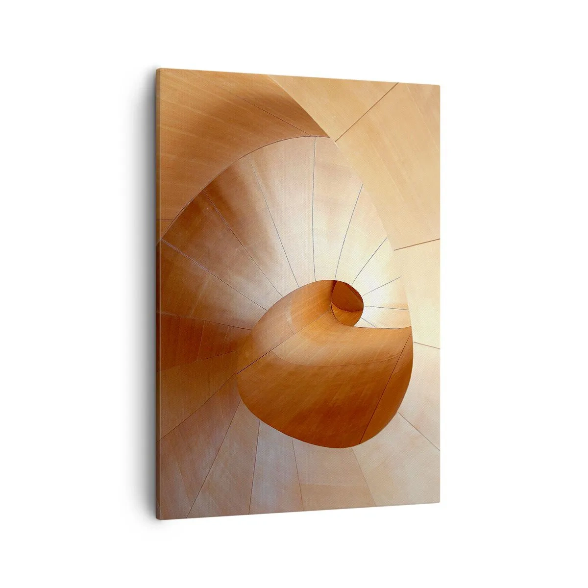 Bild auf Leinwand - Leinwandbild - Abstrakte Spirale in Holz- und Hellbrauntönen - 50x70cm - Architektonische Serpentine - Moderne Wanddekoration für Wohnzimmer und Schlafzimmer ARTTOR