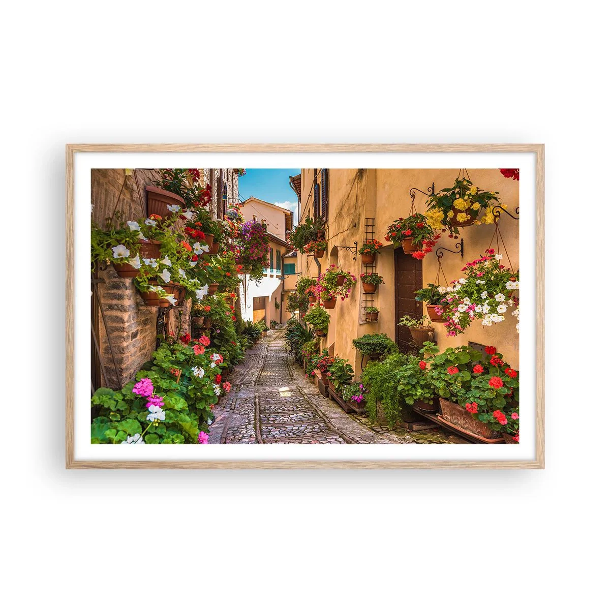 Poster in einem Rahmen aus heller Eiche - Italienische Gasse - 91x61 cm