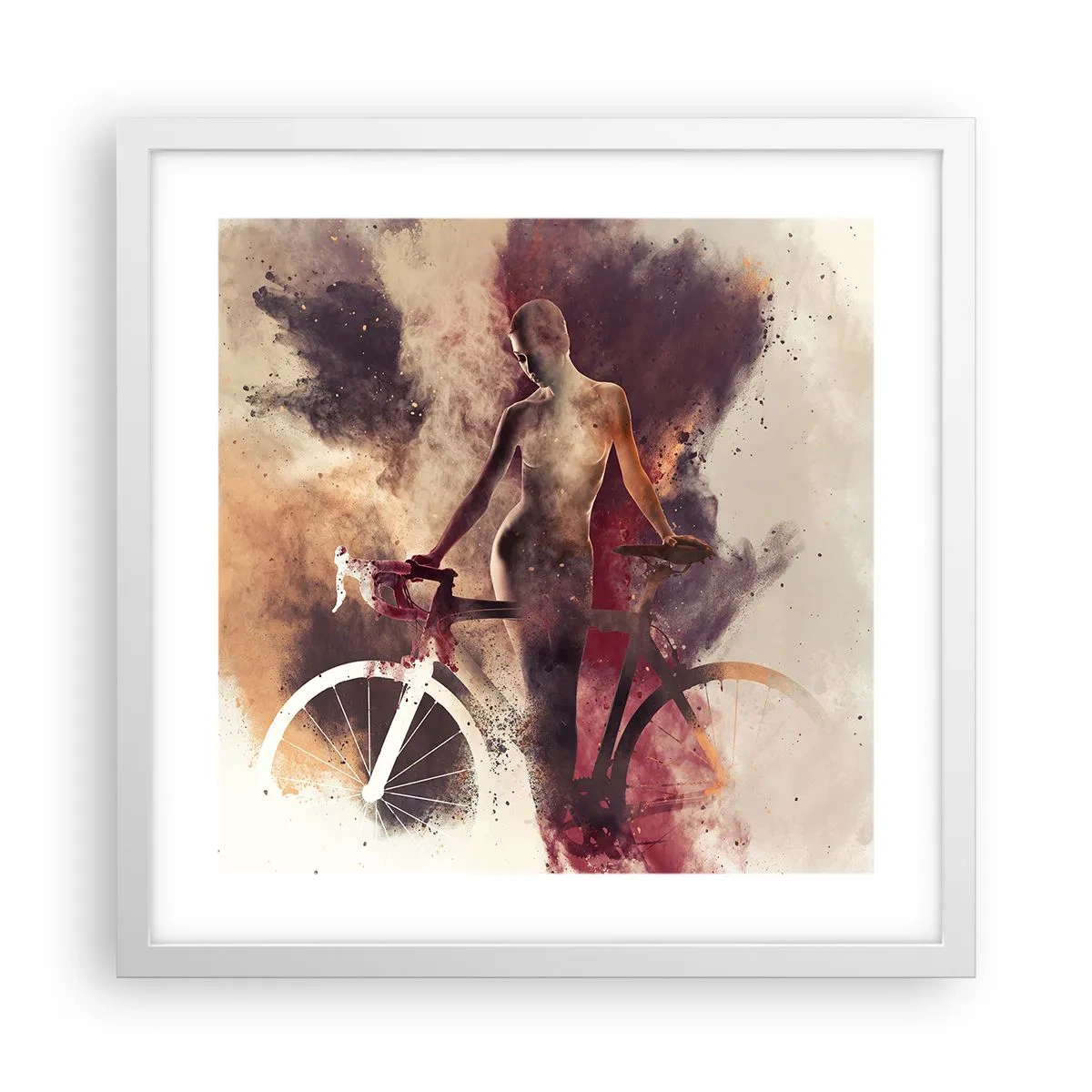 Poster in einem weißen Rahmen - Eine Fahrradseele in Marmorformen - 40x40 cm