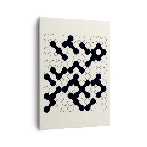 Bild auf Leinwand - Leinwandbild - Schwarz-weiße Muster mit Kreisen auf hellem Hintergrund - 50x70cm - Chinesisches Spiel – Variation - Moderne Wanddekoration für Wohnzimmer und Schlafzimmer ARTTOR